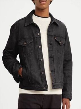 Arketype Men's Black Denim Trucker distressed destroyed  - Classic Casual Coat